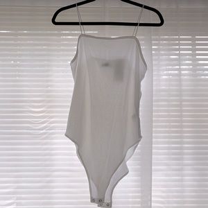 White Spaghetti Strap Bodysuit- Size Large